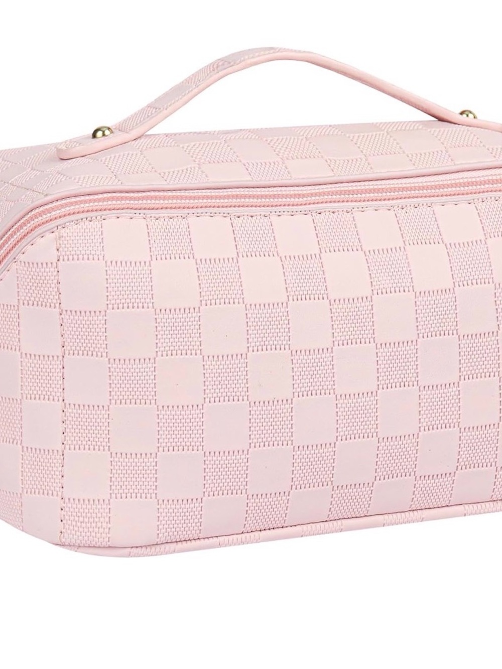 Pink Checkerboard Cosmetic Travel Case - Women Bags